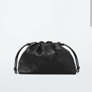 Cos Mini Cavatelli Clutch in Black Leather